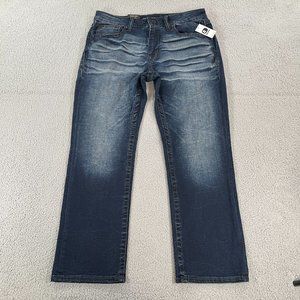 Salvage Jeans Mayhem Boot Regular Fit 36x30 Dark Wash Blue Denim Buckle NWT